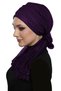 Pearled Tulle Tied Tulle Coated Lace Pearl Embroidered Purple Ready Made Outer Bonnet Hijab Evening Dress - 4