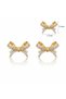 Steel Zircon Stone Bow Figured Gold Earrings – Special Design Tarnish-Resistant Women's Earrings - 7