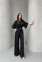 Women's New Season Bat Sleeve Jumpsuit with Waist Drawstring Belt and Accessories - 4