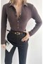 Polo Collar Snap Fastener Arlen Knitwear - 5