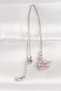 316L Steel Chain Silver Color Pink Zircon Stone Swan Figure Necklace - 2