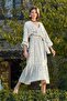 Arias Closet %100 Viscose Polka Dot Patterned Belted Dress - 4