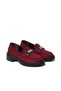 Women's Burgundy Suede Stone Buckle Loafer Shoes - 4