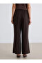 Lcwaikiki Classic Brown Women's Trousers with Elastic Waist - 3