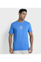 Blue Graphic Crew Neck Men Casual T-Shirts