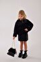 Plush Coat, Sequined Skirt and Bag 3-Piece Girls' Set Black - 3