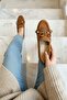 Tiamo Tan Suede Beaded Detailed Ballerina Shoes - 6