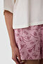 Steppe Tulip Floral Printed Cotton Crew Neck Short Sleeve Pajama Set with Shorts - 4