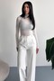 Women's Palazzo Trousers Oversize Original Cut - High Waist Wide Leg Office and Casual Chic - 6