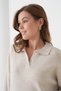 Women's Polo Collar Knitwear Slit Casual Sweater // V12359 - 3