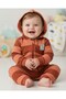 Baby Boy Striped Hooded Zippered 6-9-12-18 Months Baby Romper, Waffle Baby Romper