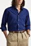 Mens Blue Garment Dyed Classic Fit Oxford Shirt