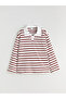 Esvab • Modern & Distinctive Devrik Roba Collar Striped Girls' T-Shirt