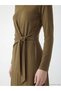 Crew Neck Dress with Tie Detail - 2