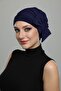 Navy Blue Ready-To-Wear Turban Hijab Pool Cap with Bow - 3