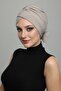 Beige Ready-To-Wear Turban Hijab with Bow, Suitable for Medical Use - 3