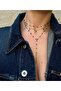 Black Crystal Stone Triple Stainless Steel Necklace - 3