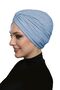 Crossed Combed Cotton Lined Blue Ready-To-Wear Turban Hijab Pool Cap Suitable for Medical Use - 4