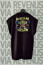 Muscular Melon Gym Back Printed Zero Sleeve 100% Cotton Sports Tshirt
