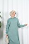 Corded Fabric Zippered Knitwear Dress - 4