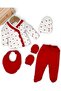 Baby Girl 5-Piece Heart Patterned Hospital Outfit Set, 100% Cotton Newborn Bodysuit - 2