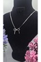 Elegant Bowknot Silver Color Ribbon Motif Steel Necklace Non-Tarnish-45Cm - 2