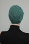 Ripped Lined Embroidered Green Threaded Motif Ready-made Hijab Hijab Evening Dress Bonnet - 5