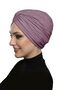 Crossed Combed Cotton Lined Dark Lilac Ready-Made Turban Hijab Pool Cap Suitable for Medical Use - 2