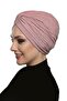 Crossed Combed Cotton Lined Candy Pink Ready-To-Wear Turban Hijab Pool Cap Medical Suitable - 2