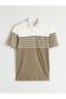 Vizyon New Season Polo Neck Striped Combed Cotton Men's T-Shirt - 5