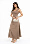 Women's Mink Soft Touch Fabric Front and Back Square Collar Dress - 5