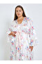 Plus Size Women Floral Print Robe and Satin Slip Dress - 2
