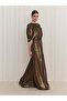 Gold Foil Patterned Long Dress - 8