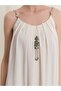 Ecru Dress with Detailed Embroidery and Straps - 4