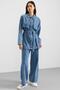 Cape and Metal Buttoned Jacket Trousers Denim Two-Piece Set Blue 9393-Tk - 2