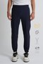 Navy Blue Elastic Cuffs, Lace-Up Waist, Zippered Pockets, Standard Fit Men's Sweatpants
