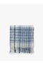 Soft Textured Checkered Tassel Long Scarf - 2