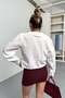 Women's Long Sleeve Shirt with Tie Front Detail White - 26Y 1045 - 5