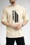 Men's Fearless Text Printed Honeycomb Textured Crew Neck Beige T-Shirt - 2