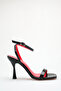 Black Patent Leather Single Strap Thin Heel Summer Women's Heel Shoes - 5