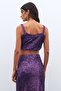 Sequined Crop Blouse - Purple - 6