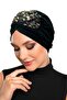 Ripped Lined Embroidered Black Threaded Motif Ready-made Hijab Hijab Evening Dress Bonnet - 6