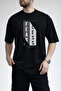 Men's Fearless Text Printed Honeycomb Textured Crew Neck Black T-Shirt - 3