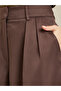 Women Brown Fold Pleat Wide Leg Trousers - 3