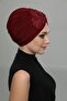 Ripped Lined Embroidered Claret Red Lace Motif Ready-made Hijab Hijab Evening Dress Bonnet - 4