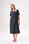 Short Sleeve 3 Buttons Shawl Pattern Bamboo Fabric Women's Nightgown 26212 - 4