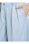 Women Blue Fold Pleat Wide Leg Formal Pants - 4