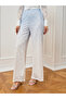 Women Light Blue Wide Leg Lace Trousers - 2