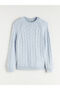 Lcwaikiki Classic Blue Crew Neck Self-Patterned Women's Knitwear Sweater W5Dc32Z8 - 5