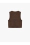 Gold Button Detailed Sleeveless Blazer Vest - 4